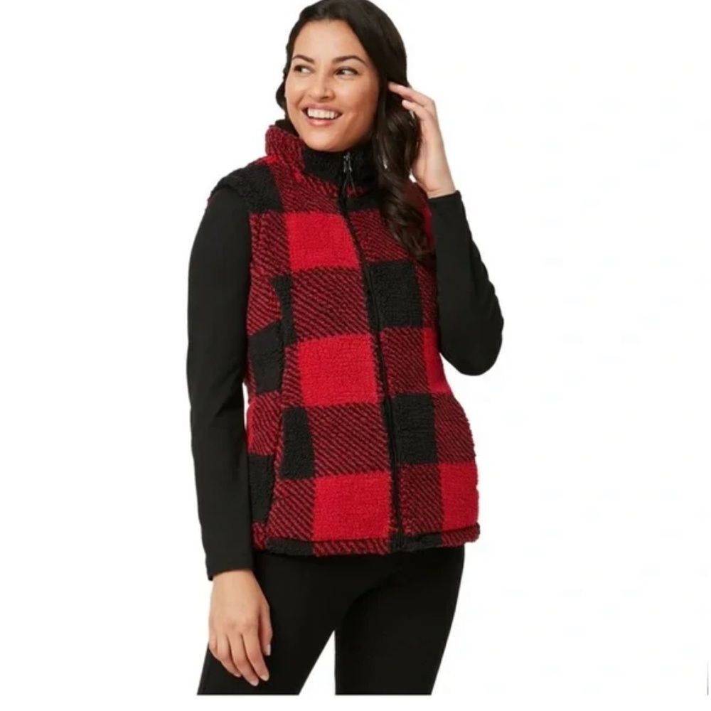 Free Country Cloud Lite Reversible Vest Women's Small S Black Red Plaid jacket - Picture 4 of 12